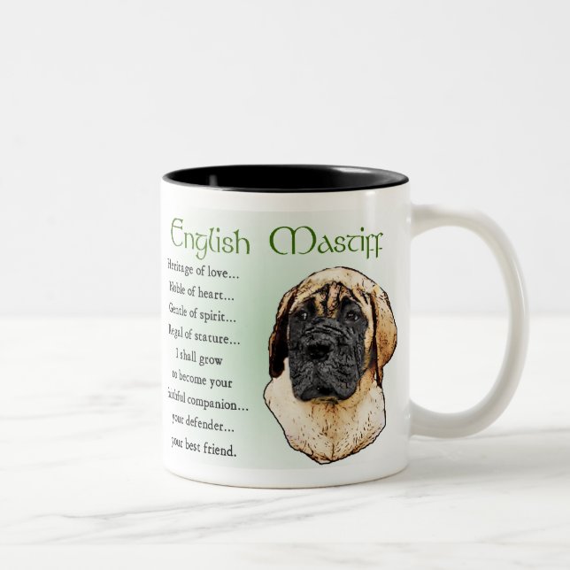 English Mastiff Art Geschenke Zweifarbige Tasse (Rechts)