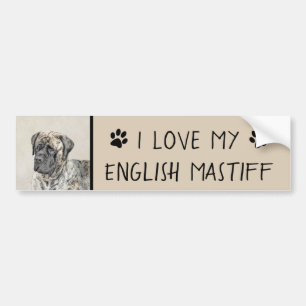 English Mastiff (Brindle) Malerei - Dog Art Autoaufkleber