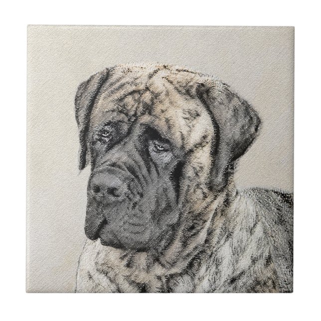 English Mastiff (Brindle) Malerei - Dog Art Fliese (Vorderseite)