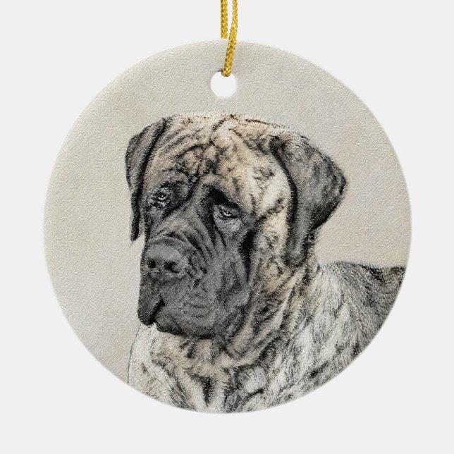 English Mastiff (Brindle) Malerei - Dog Art Keramikornament (Vorne)