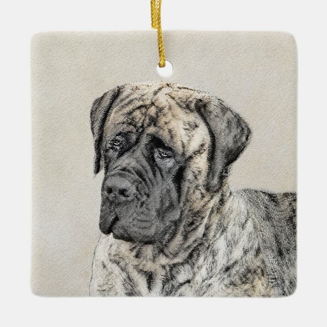 English Mastiff (Brindle) Malerei - Dog Art Keramikornament (Vorderseite)