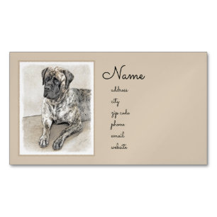 English Mastiff (Brindle) Malerei - Dog Art Magnetische Visitenkarte