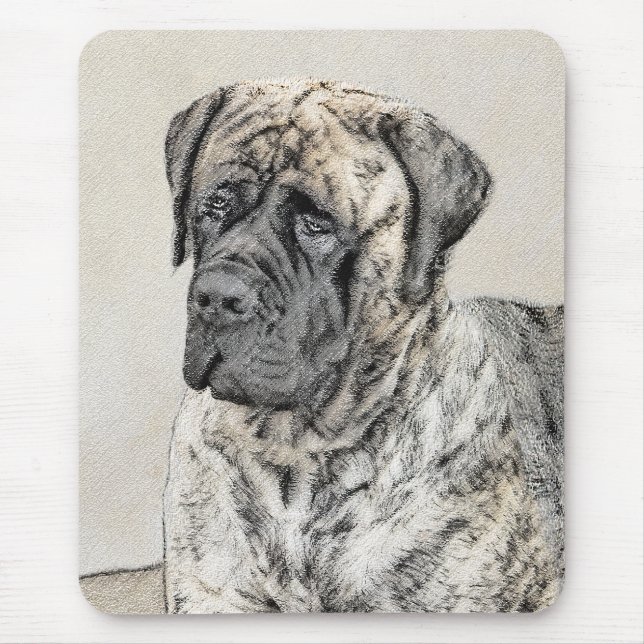 English Mastiff (Brindle) Malerei - Dog Art Mousepad (Vorne)