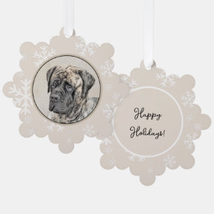 English Mastiff (Brindle) Malerei - Dog Art Ornament Karte