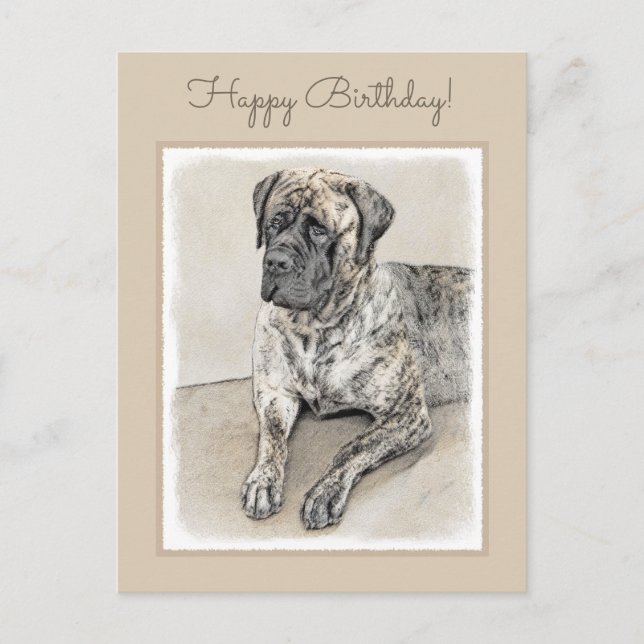English Mastiff (Brindle) Malerei - Dog Art Postkarte (Vorderseite)