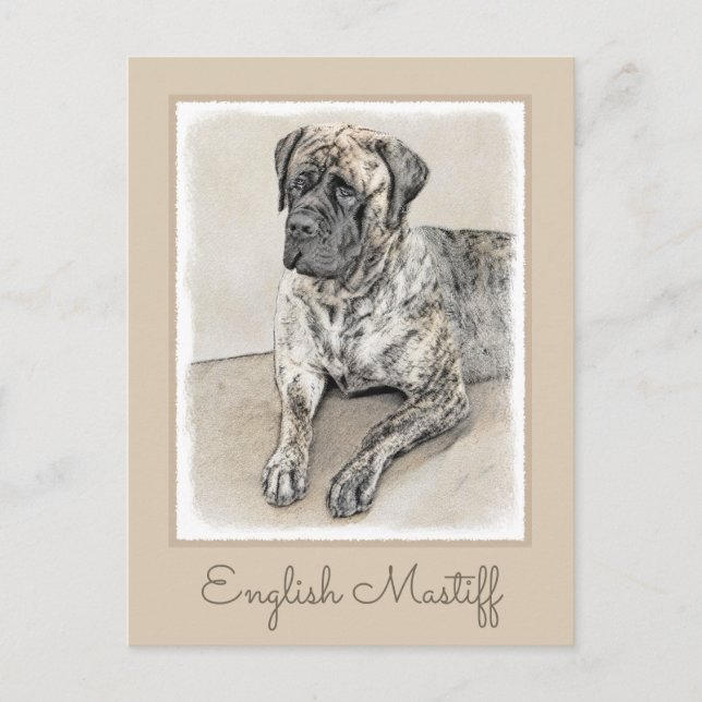 English Mastiff (Brindle) Malerei - Dog Art Postkarte (Vorderseite)