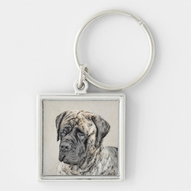 English Mastiff (Brindle) Malerei - Dog Art Schlüsselanhänger (Vorne)
