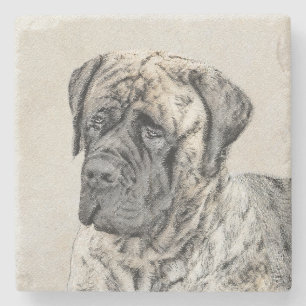 English Mastiff (Brindle) Malerei - Dog Art Steinuntersetzer