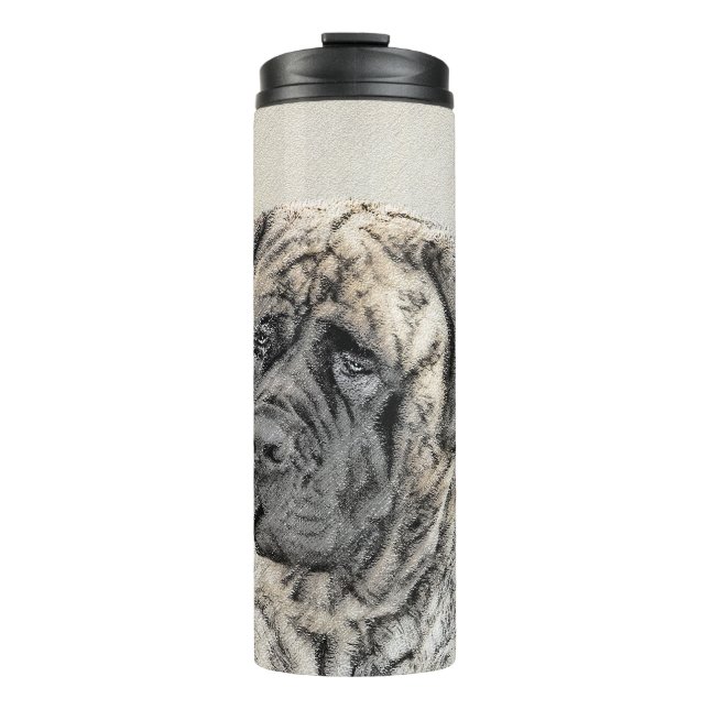 English Mastiff (Brindle) Malerei - Dog Art Thermosbecher (Vorderseite)