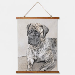 English Mastiff (Brindle) Malerei - Dog Art Wandteppich Mit Holzrahmen