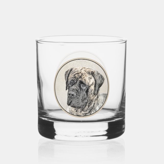 English Mastiff (Brindle) Malerei - Dog Art Whiskyglas (Vorderseite)