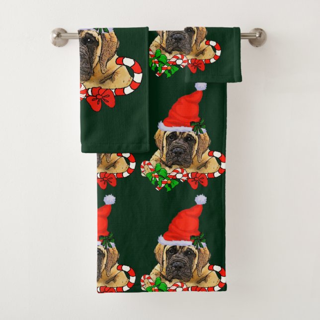 English Mastiff Christmas Badhandtuch Set (Insitu)