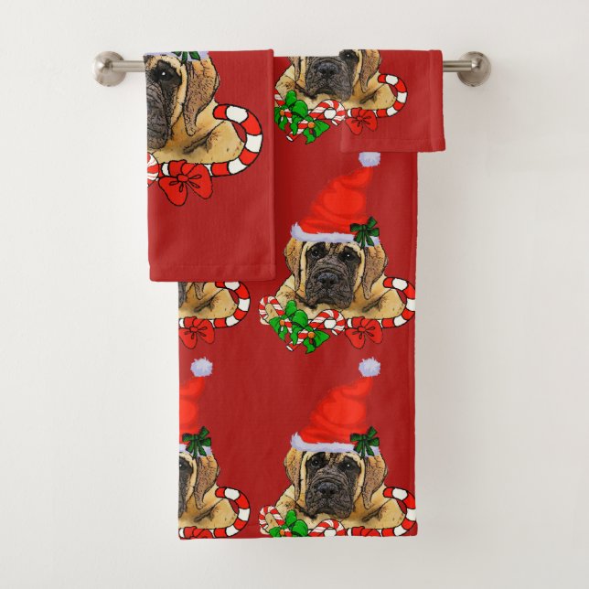 English Mastiff Christmas Badhandtuch Set (Insitu)