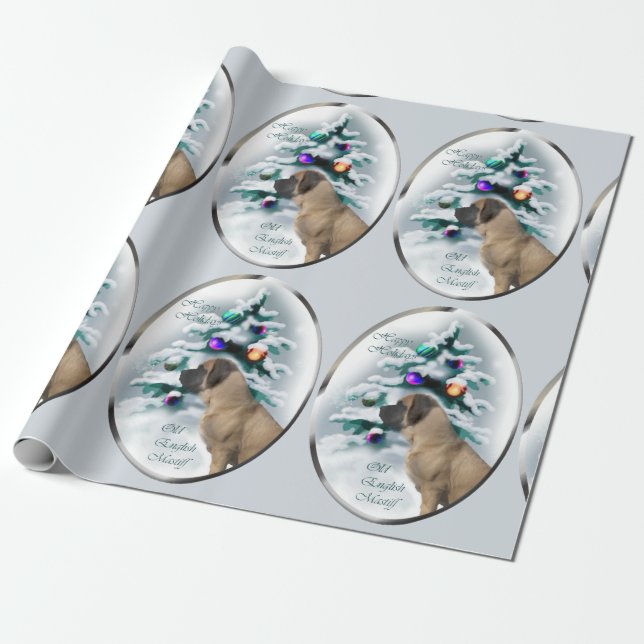 English Mastiff Christmas Geschenkpapier (Ungerollt)