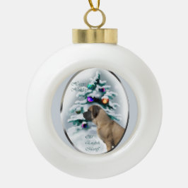 English Mastiff Christmas Keramik Kugel-Ornament