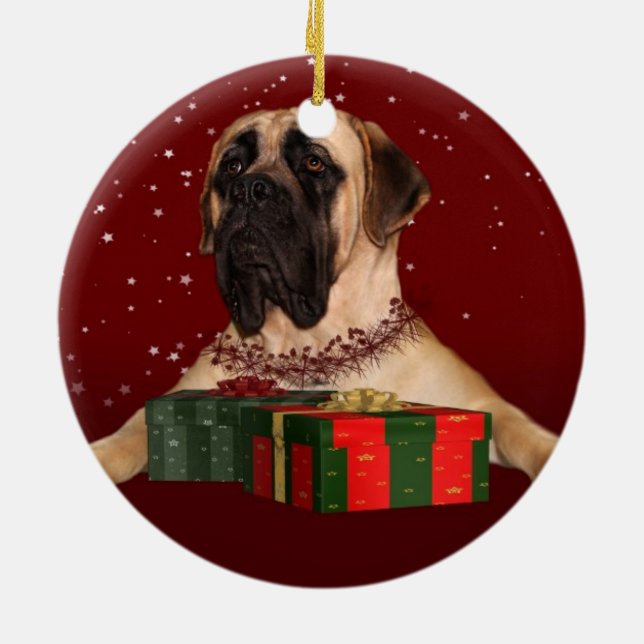 English Mastiff Christmas Keramik Ornament (Hinten)