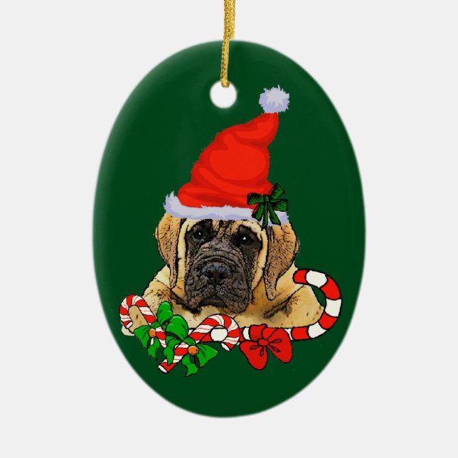 English Mastiff Christmas Keramikornament (Vorne)