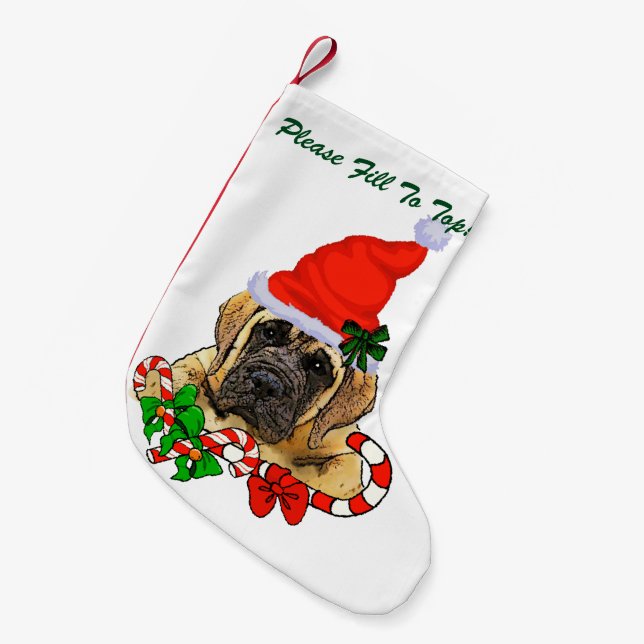English Mastiff Christmas Kleiner Weihnachtsstrumpf (Vorderansicht (hängend))