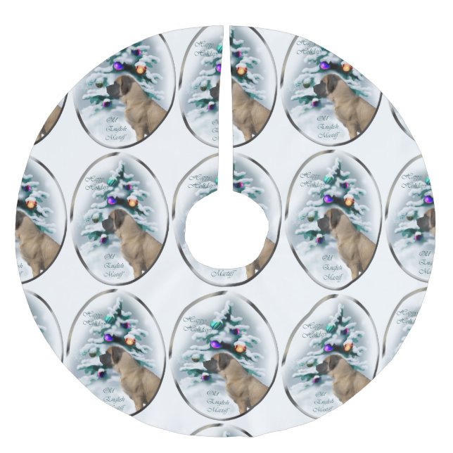 English Mastiff Christmas Polyester Weihnachtsbaumdecke (Vorderseite)
