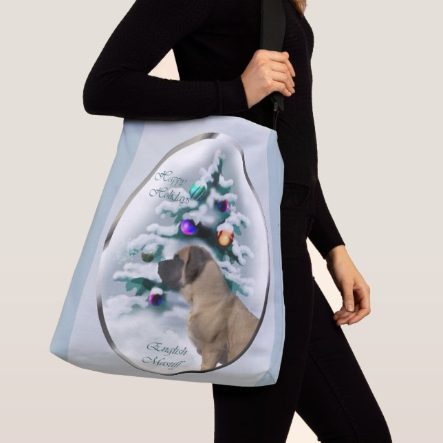 English Mastiff Christmas Tragetaschen Mit Langen Trägern (Von Nahem)