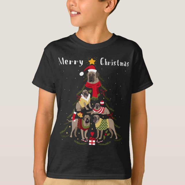 English Mastiff Christmas Tree Xmas Dog Lover T-Shirt (Vorderseite)