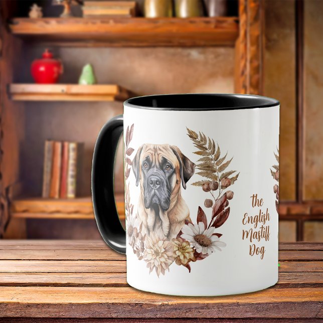 English Mastiff Dog Herbstkranz Tasse (Von Creator hochgeladen)