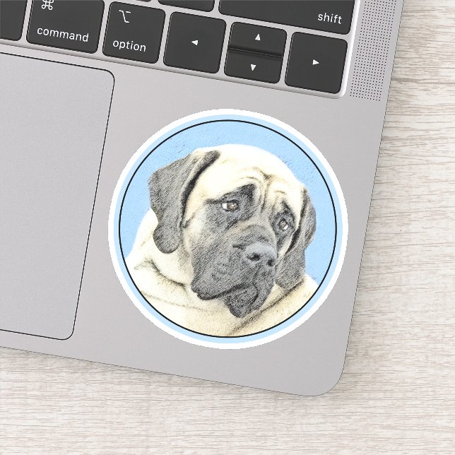English Mastiff (Fawn) Malerei - Original Dog Art Aufkleber (Detail)