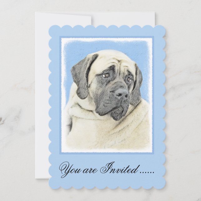English Mastiff (Fawn) Malerei - Original Dog Art Einladung (Vorderseite)