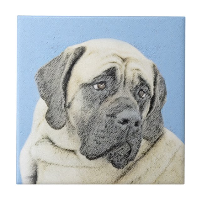 English Mastiff (Fawn) Malerei - Original Dog Art Fliese (Vorderseite)