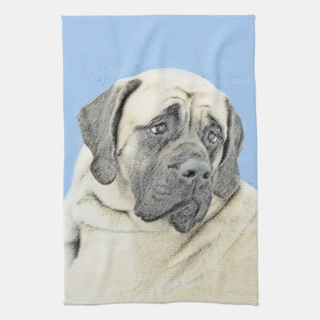 English Mastiff (Fawn) Malerei - Original Dog Art Geschirrtuch (Vertikal)