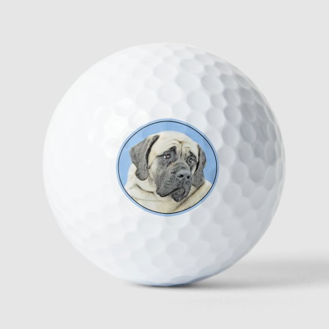 English Mastiff (Fawn) Malerei - Original Dog Art Golfball (Vorderseite)
