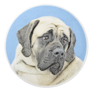 English Mastiff (Fawn) Malerei - Original Dog Art Keramikknauf