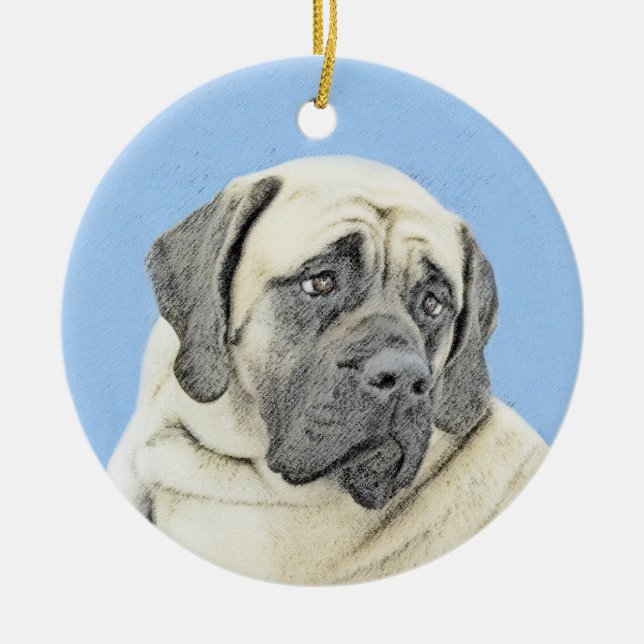 English Mastiff (Fawn) Malerei - Original Dog Art Keramikornament (Vorne)