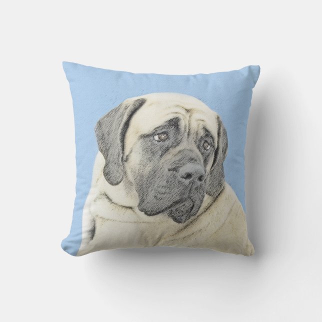 English Mastiff (Fawn) Malerei - Original Dog Art Kissen (Vorderseite)