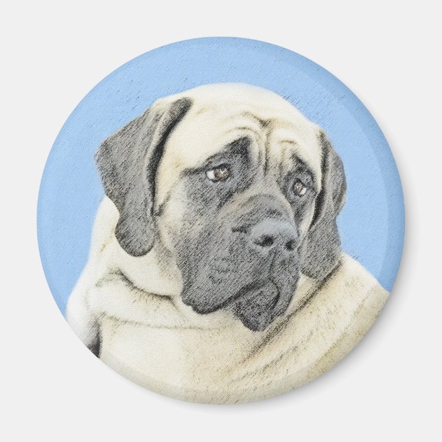 English Mastiff (Fawn) Malerei - Original Dog Art Magnet (Vorne)