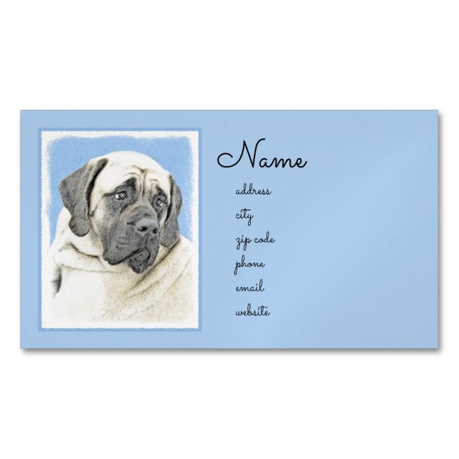 English Mastiff (Fawn) Malerei - Original Dog Art Magnetische Visitenkarte (Vorderseite)
