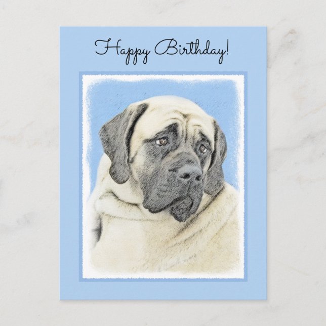 English Mastiff (Fawn) Malerei - Original Dog Art Postkarte (Vorderseite)