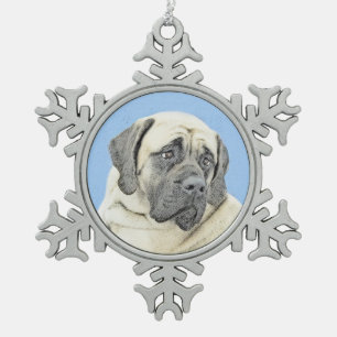 English Mastiff (Fawn) Malerei - Original Dog Art Schneeflocken Zinn-Ornament