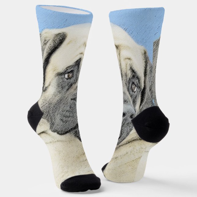 English Mastiff (Fawn) Malerei - Original Dog Art Socken (Gewinkelt)