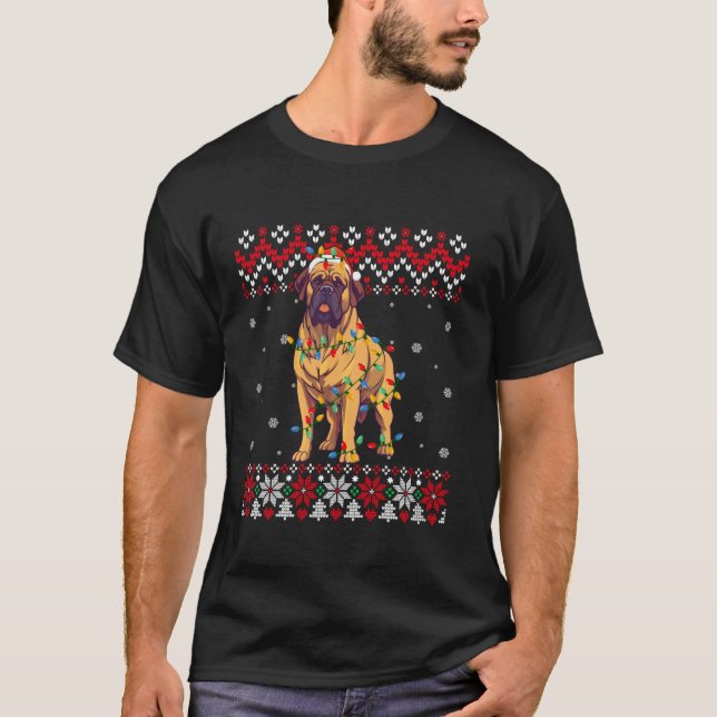English Mastiff Hund Weihnachtsmannmütze Männer Ki T-Shirt (Vorderseite)