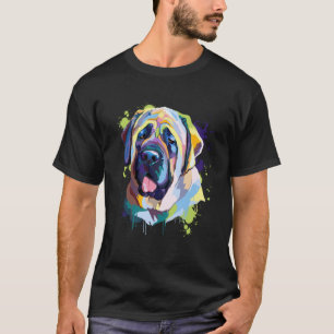 English Mastiff Hunde Gesicht Wasserfarbe farbige  T-Shirt