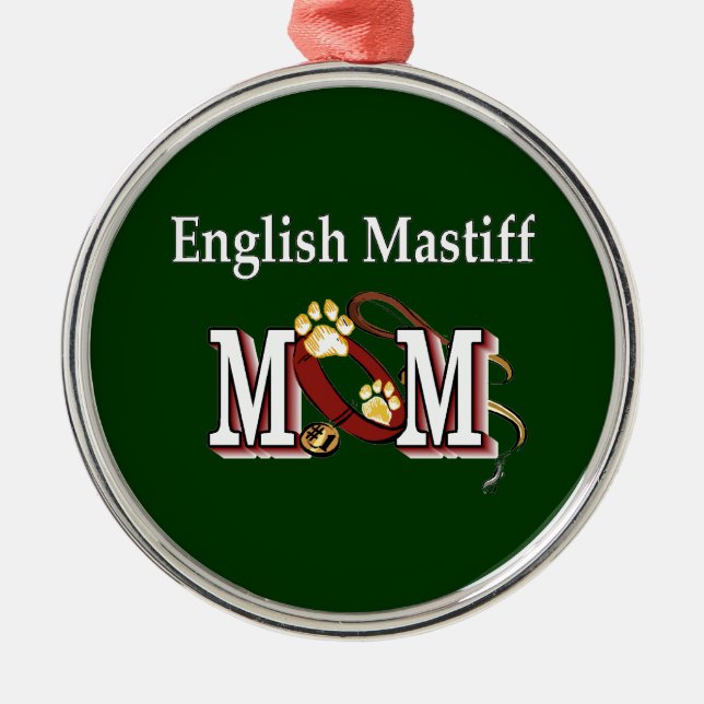 English Mastiff Mama Geschenke Silbernes Ornament (Vorne)