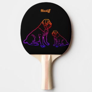 English Mastiff Neon englische Dogge Tischtennis Schläger