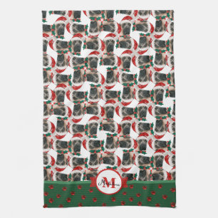 English Mastiff Pattern Monogram Christmas Dog Geschirrtuch