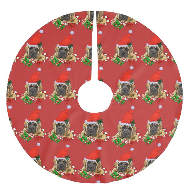 English Mastiff Puppy Christmas Polyester Weihnachtsbaumdecke (Vorderseite)