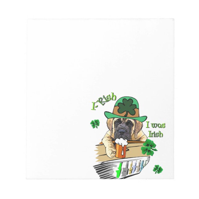 English Mastiff St Patricks Notizblock (Vorderseite)