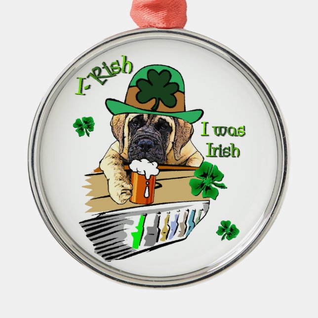 English Mastiff St Patricks Ornament Aus Metall (Vorne)
