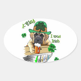 English Mastiff St Patricks Ovaler Aufkleber