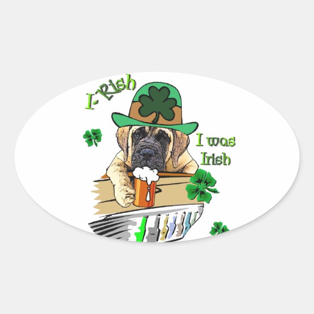 English Mastiff St Patricks Ovaler Aufkleber (Vorderseite)