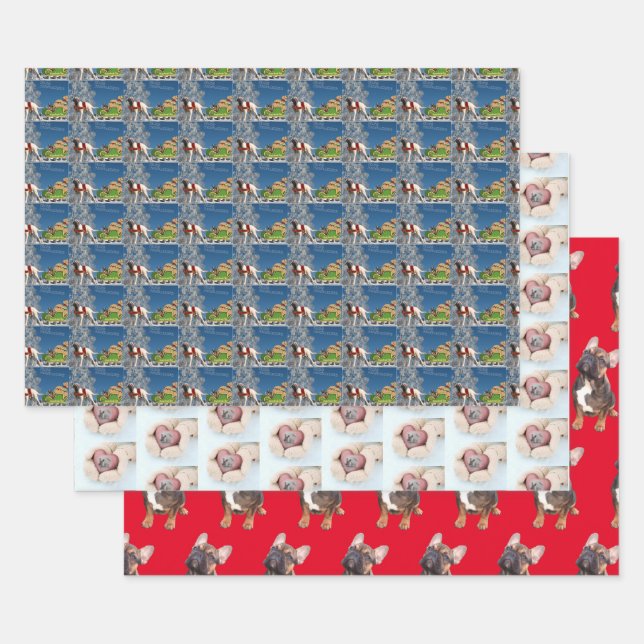 English Mastiff u French Bulldog Frohe Weihnachten Geschenkpapier Set (Set)